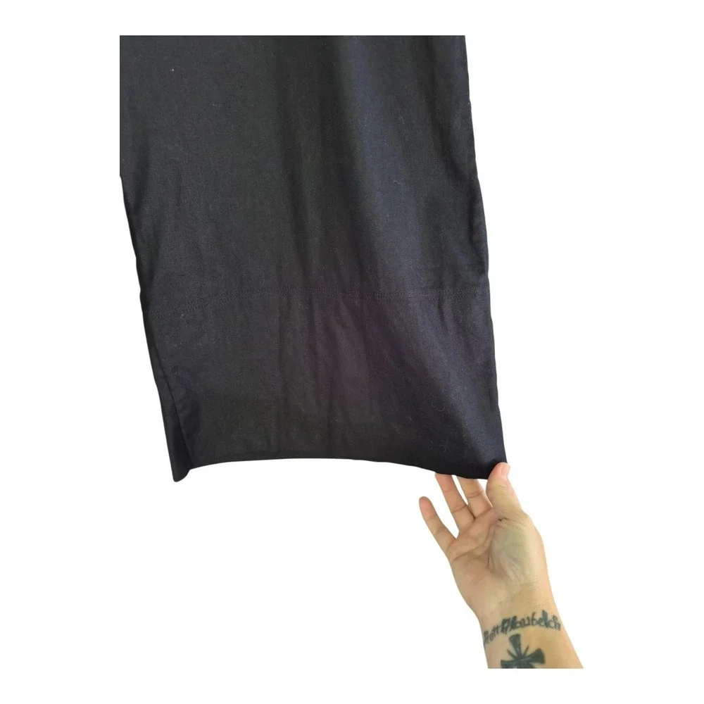Banana Republic Wide Leg Cropped Pants Large Black Linen Blend High Rise NWT
